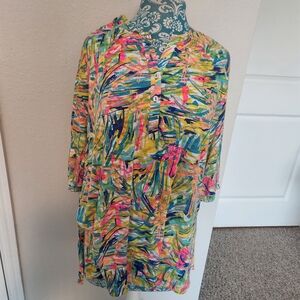 Colorful Button-Up Tunic